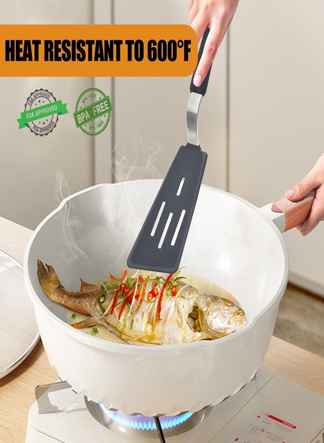 Trifecta Kitchen Silicone Turner Wide Pancake Spatula Pizza Peel Kitchen Utensil Nonstick Cookware Kitchen Flipper for Cooking and Baking((N) Pack of 1) - Image 3